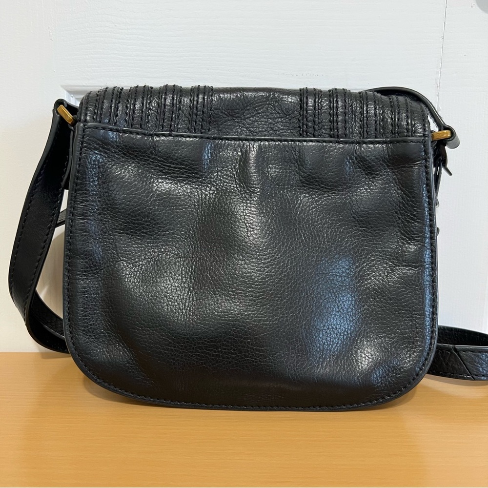 Fossil Emi Tassel Black Leather Crossbody Saddle Bag - Picture 6 of 14